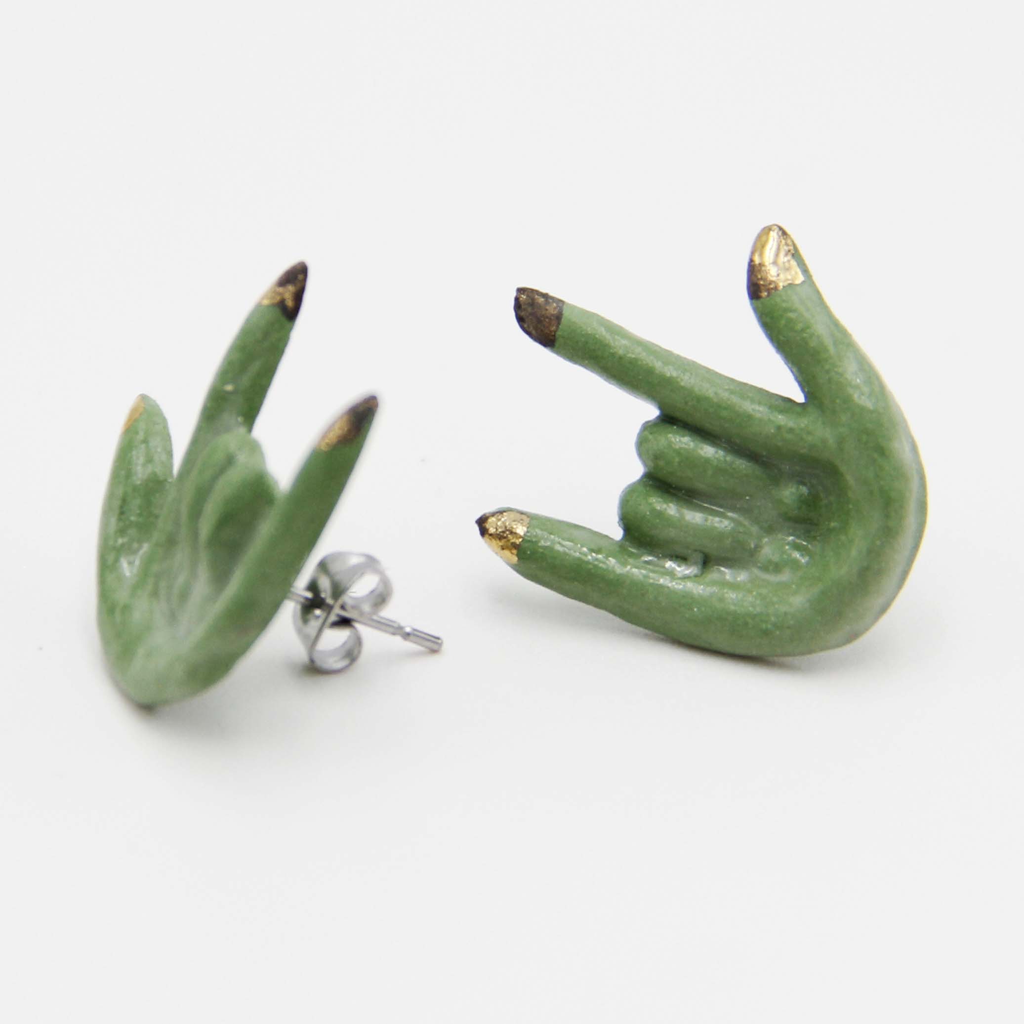 Green – I Love You Earrings